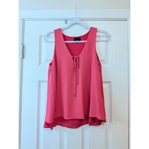 Lumiere Sleeveless Blouse Tie Front Flowy Tank Top Pink Small Barbiecore Preppy